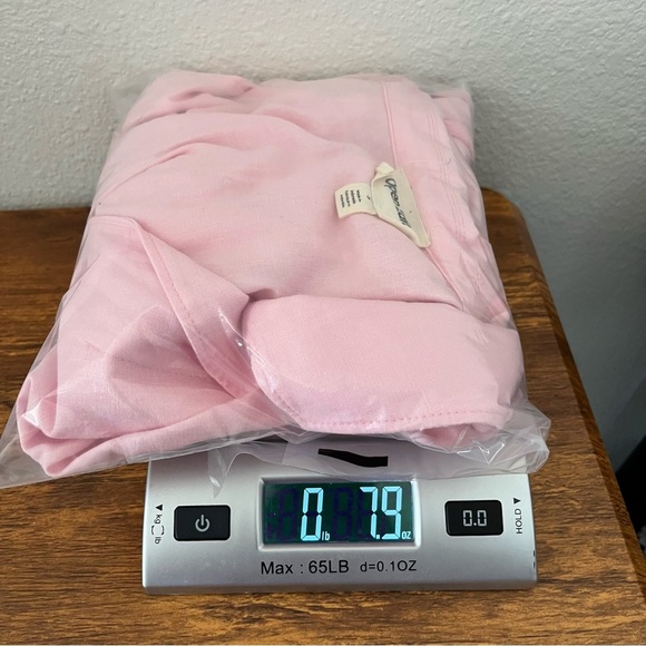 Open Edit Women Linen Top Small Bubblegum Pink Lagenlook Crop Coastal - Picture 10 of 12